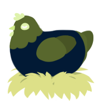 A tumblr and olive chicken with a head pattern