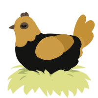 A black and gold chicken with a head pattern