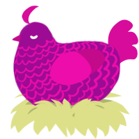 A plum and fuchsia chicken with a lace pattern