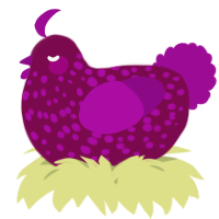 A wine and plum chicken with a speckle pattern