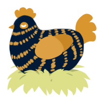 A tumblr and orange chicken with a bar pattern