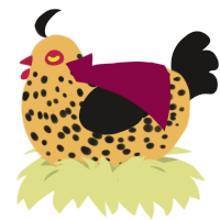A honey and sable chicken with a speckle pattern