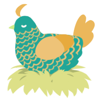 A turquoise and honey chicken with a lace pattern
