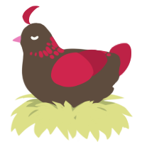 A bark and crimson chicken with a neck-speckle pattern