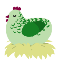 A gluppy and leaf chicken with a half-lace pattern