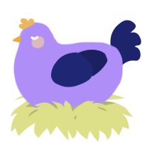 A lilac and navy chicken