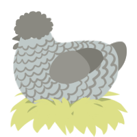 A silver and ash chicken with a lace pattern