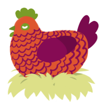 A vermilion and wine chicken with a lace pattern