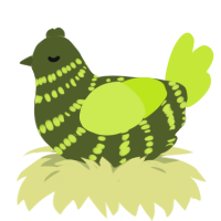 Dill, a olive and lime chicken with a bar pattern