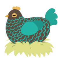 A bark and turquoise chicken with a lace pattern