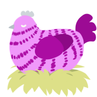 A lavender and plum chicken with a bar pattern