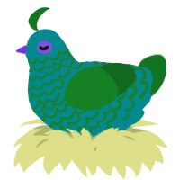 A teal and leaf chicken with a lace pattern