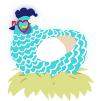 A aqua and cream chicken with a lace pattern