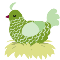 A chartreuse and gluppy chicken with a lace pattern