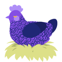 A blurple and navy chicken with a double-lace pattern