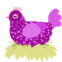 (unnamed), a plum and orchid chicken with a speckle pattern