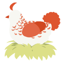 A white and vermilion chicken with a half-lace pattern