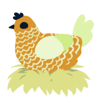 A orange and apple chicken with a lace pattern