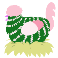 A leaf and rose chicken with a bar pattern