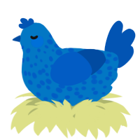 A sapphire and ultramarine chicken with a speckle pattern
