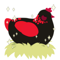 The Red Siren, a sable and crimson chicken with a neck-speckle pattern