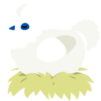 A white chicken with a head pattern