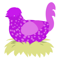 A amethyst and orchid chicken with a speckle pattern