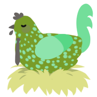 dr sickly, a chartreuse and spring chicken with a speckle pattern