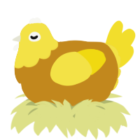 A ochre and yellow chicken with a head pattern