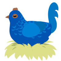 AY1963, a ultramarine and sapphire chicken with a half-lace pattern