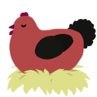 A red and black chicken