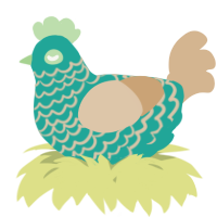 A turquoise and beige chicken with a lace pattern