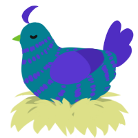 A sea and indigo chicken with a bar pattern