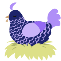 Punk Ahh, a navy and lilac chicken with a lace pattern