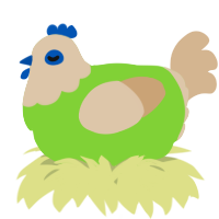A grass and beige chicken with a head pattern