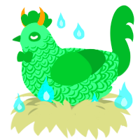 Loki of Asgard, a spring and viridian chicken with a double-lace pattern