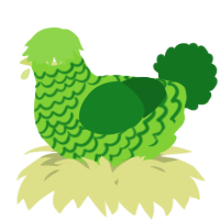 A grass and leaf chicken with a lace pattern