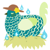 A teal and apple chicken with a lace pattern