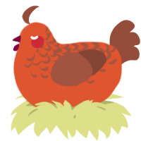 A vermilion and russet chicken with a half-lace pattern