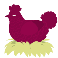 A maroon chicken with a lace pattern