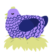 A lilac and navy chicken with a lace pattern
