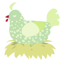 A gluppy and apple chicken with a speckle pattern