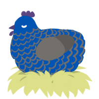 A ultramarine and grey chicken with a lace pattern