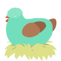A mint and brown chicken