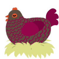 A bark and maroon chicken with a lace pattern