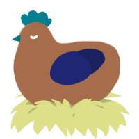 A brown and navy chicken