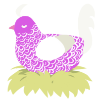 A orchid and white chicken with a double-lace pattern