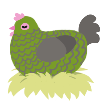 ChickenShapedCactus, a chartreuse and grey chicken with a lace pattern