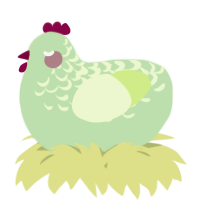 A gluppy and apple chicken with a half-lace pattern