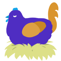 A indigo and orange chicken